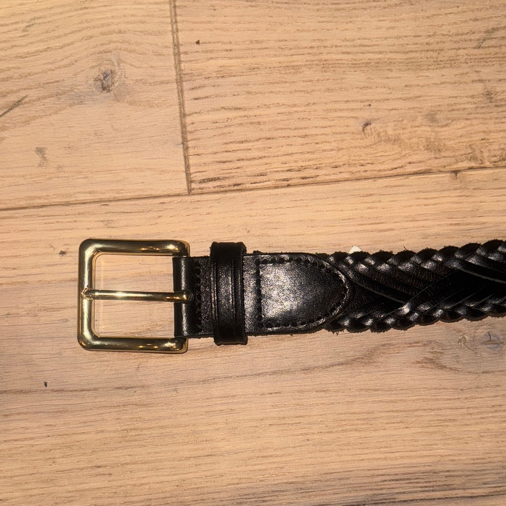 Black Leather Braided Belt